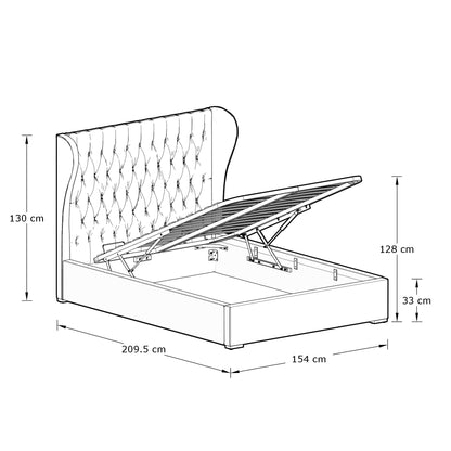 Dakota Small Double Ottoman Bed Wood & Fabric Natural 5 x 7ft