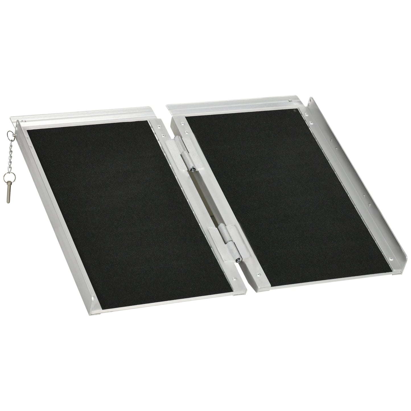 2ft Aluminium Duo Wheelchair Ramp Pushchair Mobility Assistance Folding w/ Carry Handle Locking Chain Portable 61L x 72W cm Primary Image