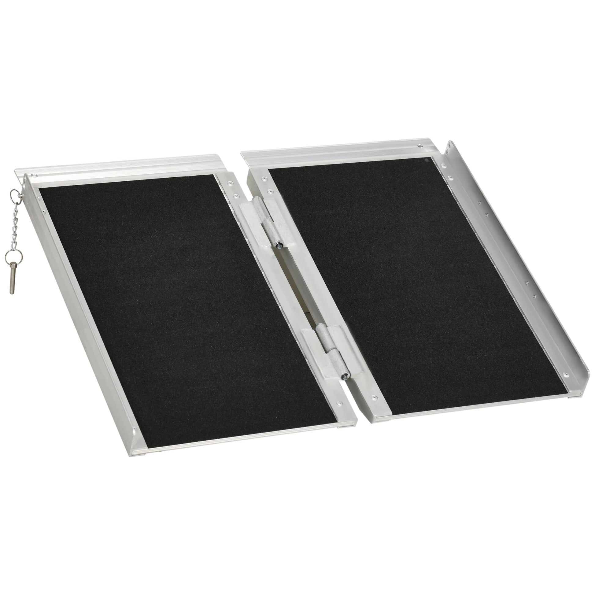 2ft Aluminium Duo Wheelchair Ramp Pushchair Mobility Assistance Folding w/ Carry Handle Locking Chain Portable 61L x 72W cm Primary Image