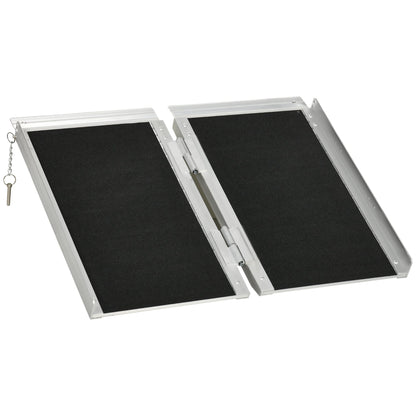 2ft Aluminium Duo Wheelchair Ramp Pushchair Mobility Assistance Folding w/ Carry Handle Locking Chain Portable 61L x 72W cm Primary Image