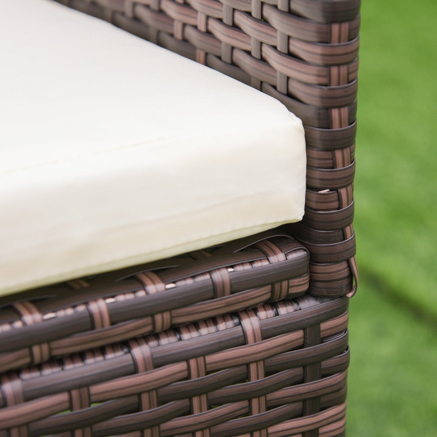 Outsunny 2-Seater Outdoor Rattan Armchair Dining Chair Garden Patio Furniture w/ Armrests Cushions Mixed Brown
