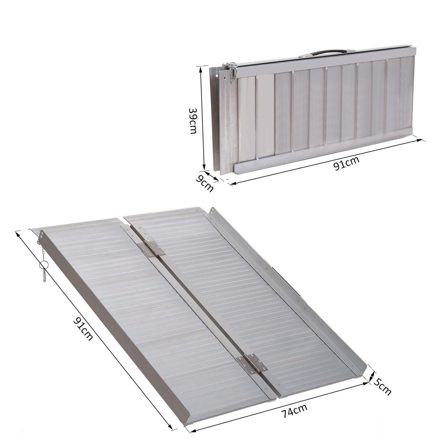 Folding Aluminum Ramp Wheelchairs/Scooters/Pet Mobility Ramp W/Handle 38.5"