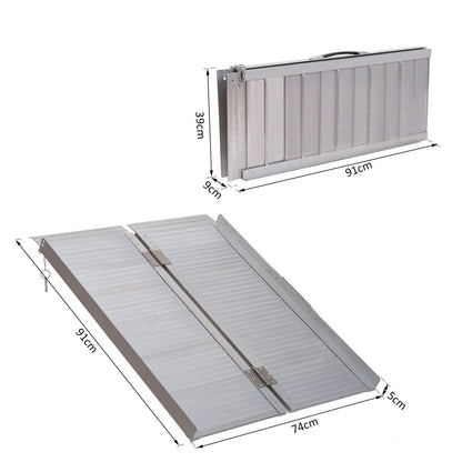 Folding Aluminum Ramp Wheelchairs/Scooters/Pet Mobility Ramp W/Handle 38.5"