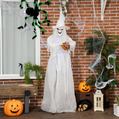 72 Inch Halloween Decorations White Witch Holding Pumpkin Head Primary Image