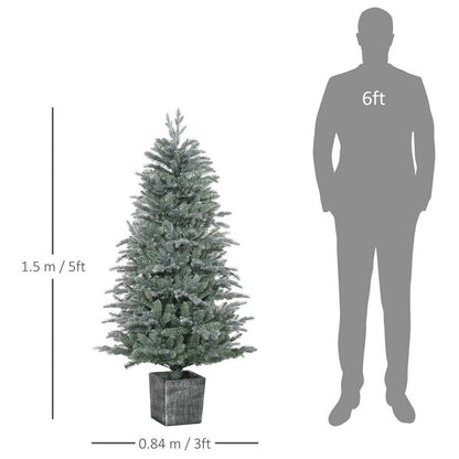 5ft Christmas Tree Artificial - White Frosted Green 1140 Tips