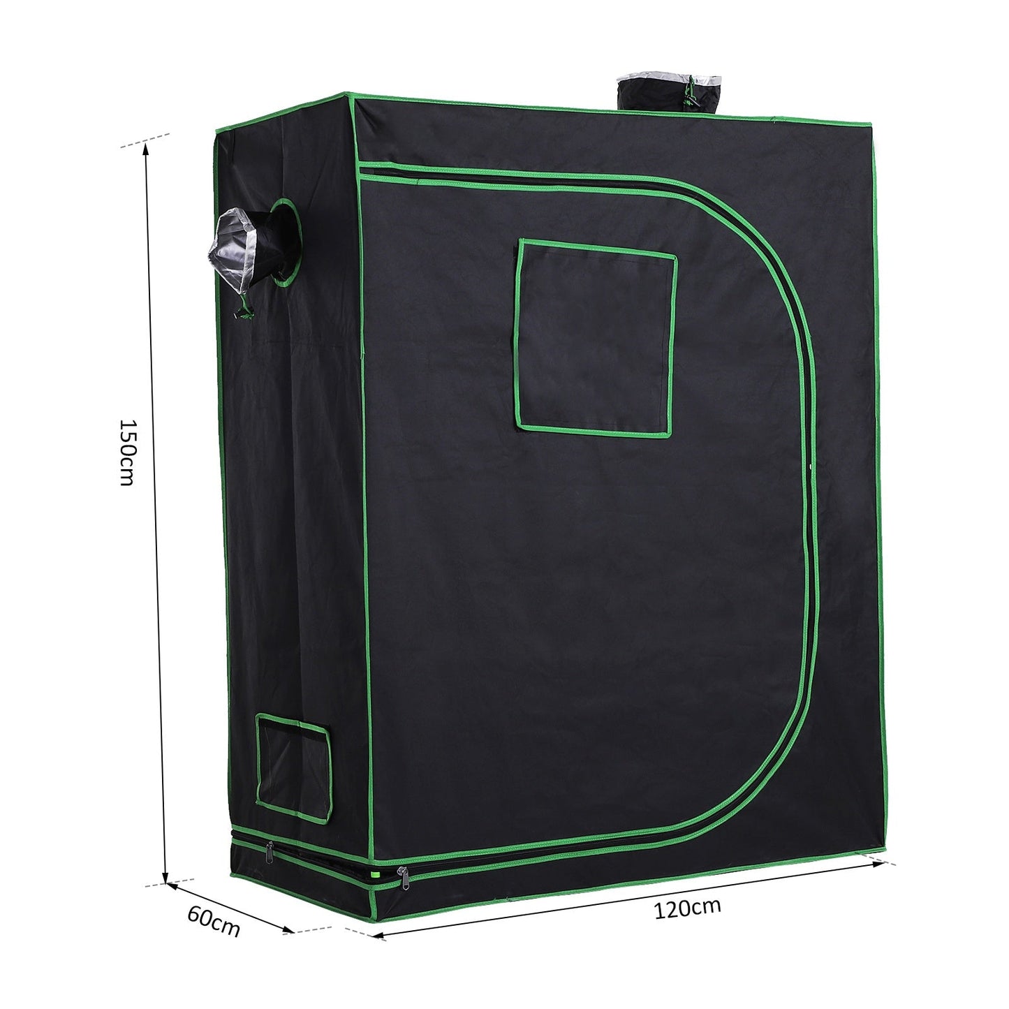 Hydroponic Plant Grow Tent Canopy Indoor Reflective Mylar Green Room 600D Oxford 120L x60W x150H cm Silver