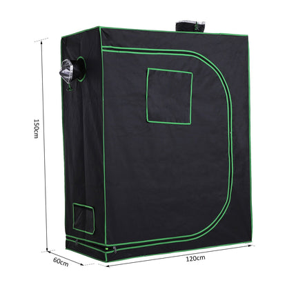 Hydroponic Plant Grow Tent Canopy Indoor Reflective Mylar Green Room 600D Oxford 120L x60W x150H cm Silver