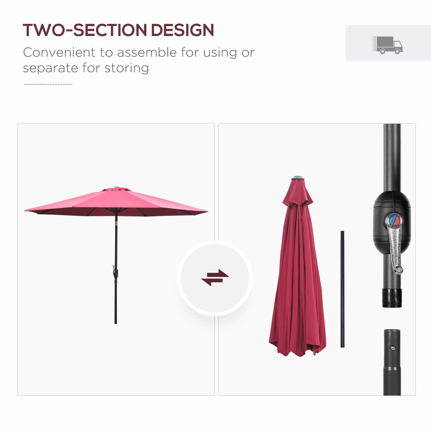 3M Tilting Parasol Garden Umbrellas