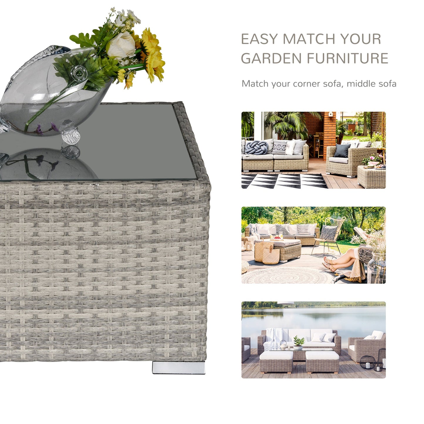 Square PE Wicker Rattan Table