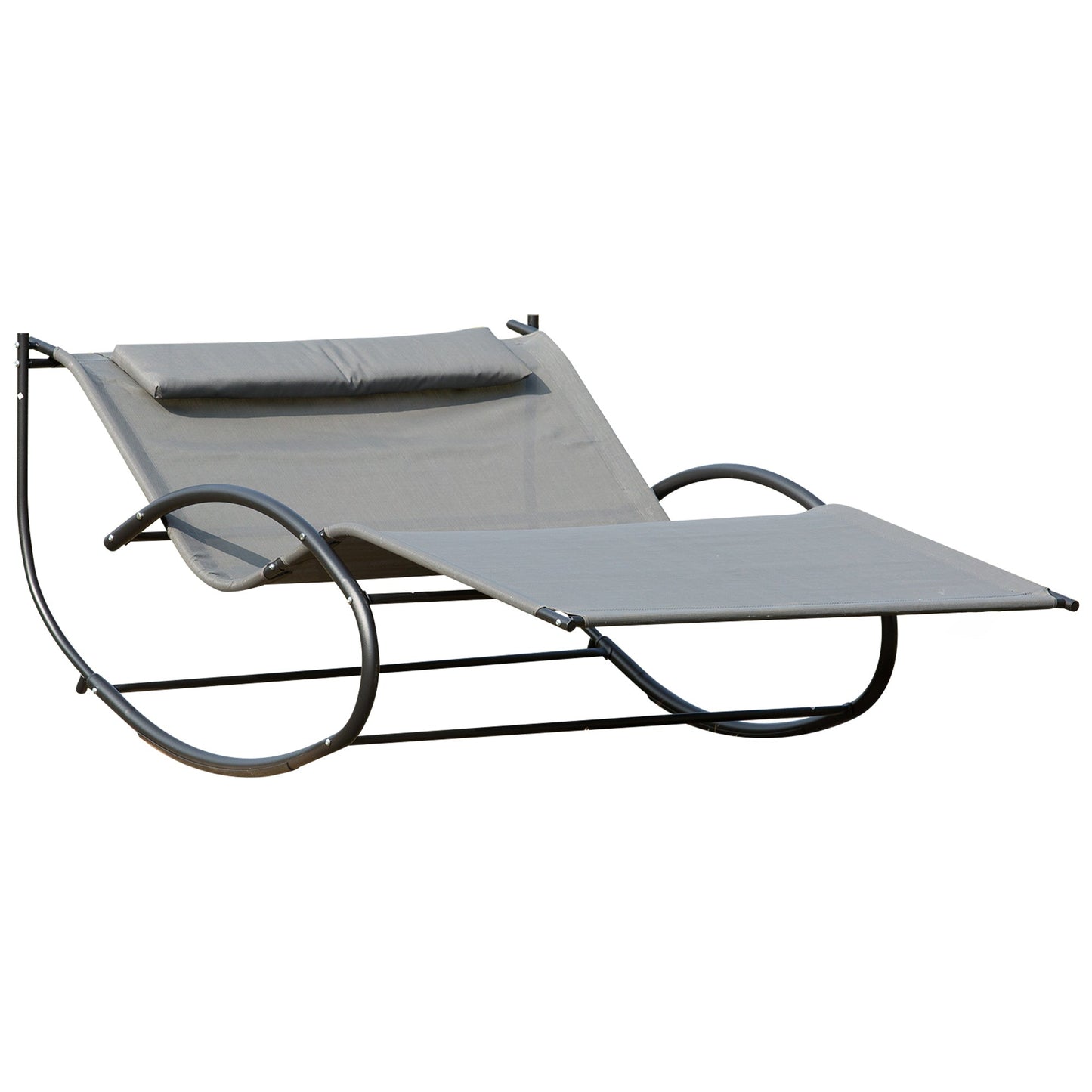Double Hammock Chair Sun Lounger Outdoor Patio Garden Swing Rock Seat Grey