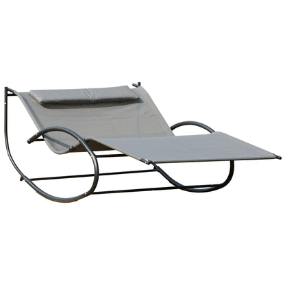 Double Hammock Chair Sun Lounger Outdoor Patio Garden Swing Rock Seat Grey