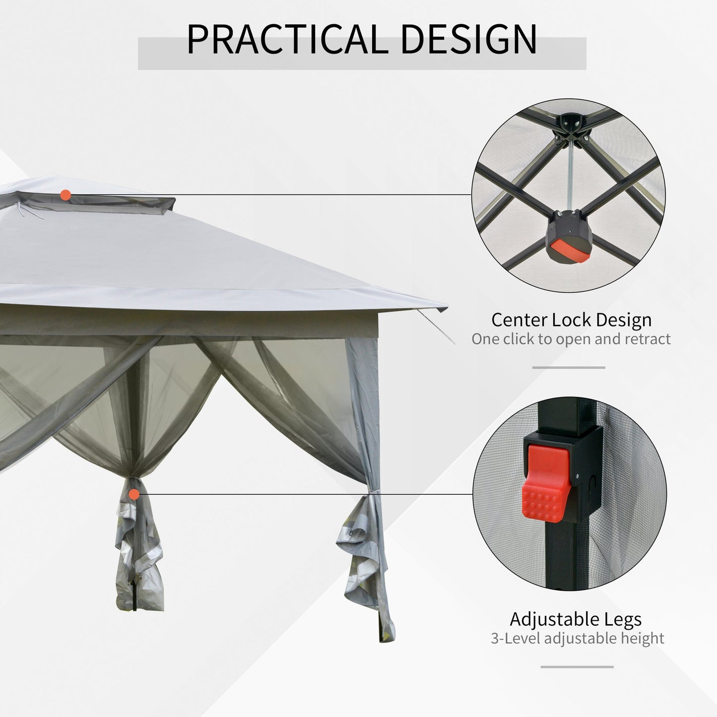 3.6 x 3.6 m Pop up Gazebo with Netting and Carry Bag