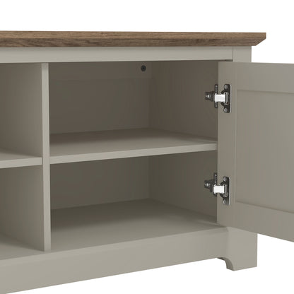 Salcombe TV Unit Light Grey 6 Shelves 2 Doors
