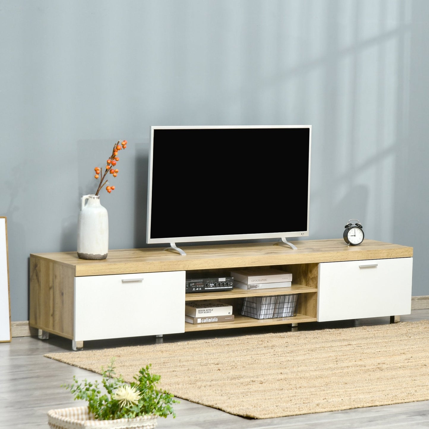 Herringbone Pattern TV Cabinet