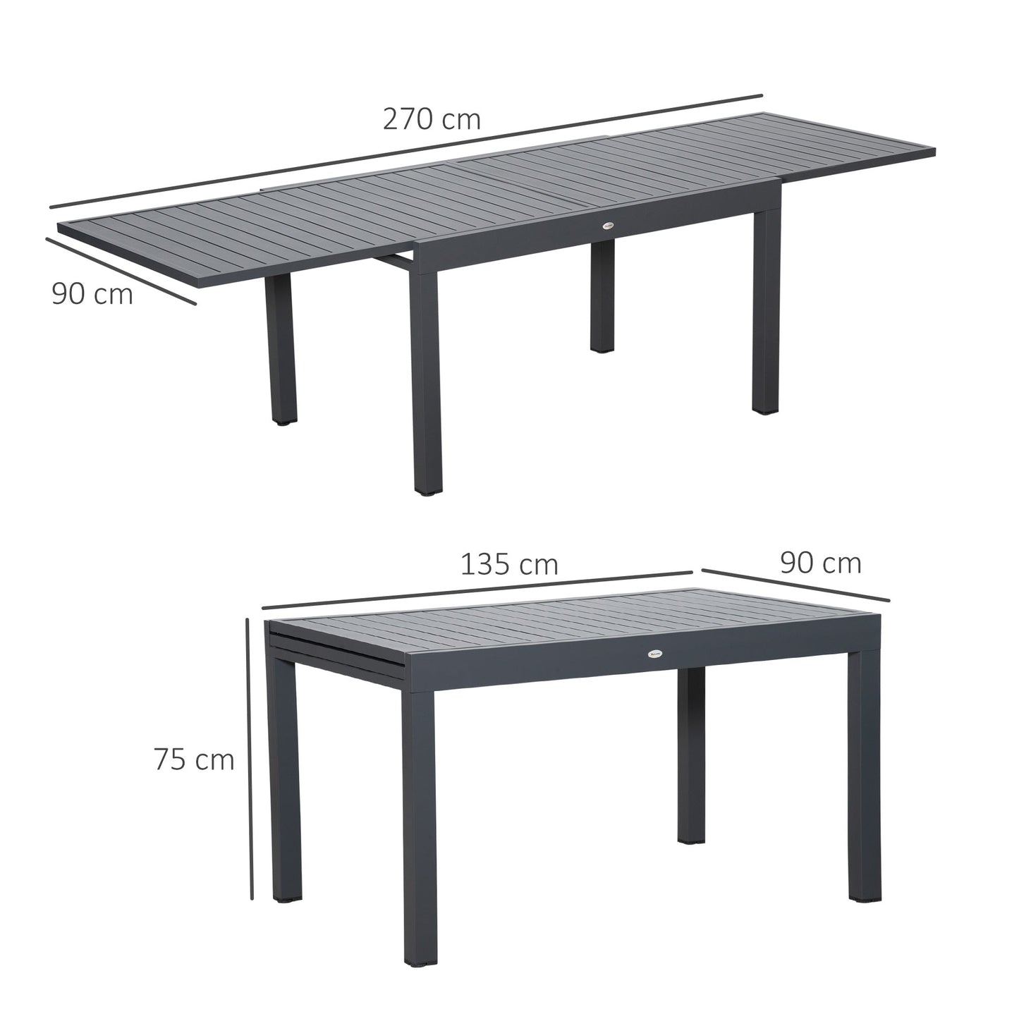 Extendable Garden Table 135-270cm x 90cm x 75cm