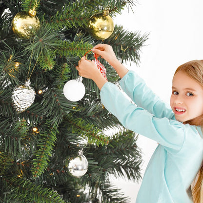 6FT Pre-Lit Artificial Christmas Tree 200 LED Xmas Tree Holiday Décor with Decorative Balls Ornament Metal Stand Green