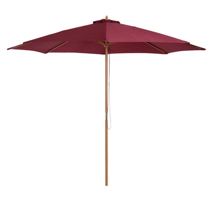 3M Fir Wooden Parasol Garden Umbrellas 8 Ribs Bamboo Sun Shade Patio Outdoor Umbrella Canopy Primary Image