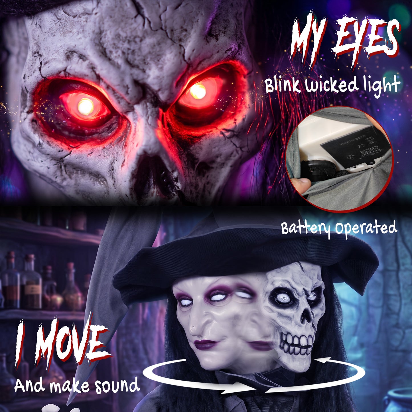 Animated Witch Halloween Decoration - 180cm