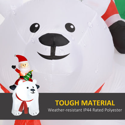 Santa On Polar Bear Inflatable Christmas Decoration - 200cm