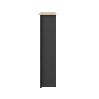 Lancaster Tall Shoe Storage Black 2 Doors 4 Shelves 1 Drawer