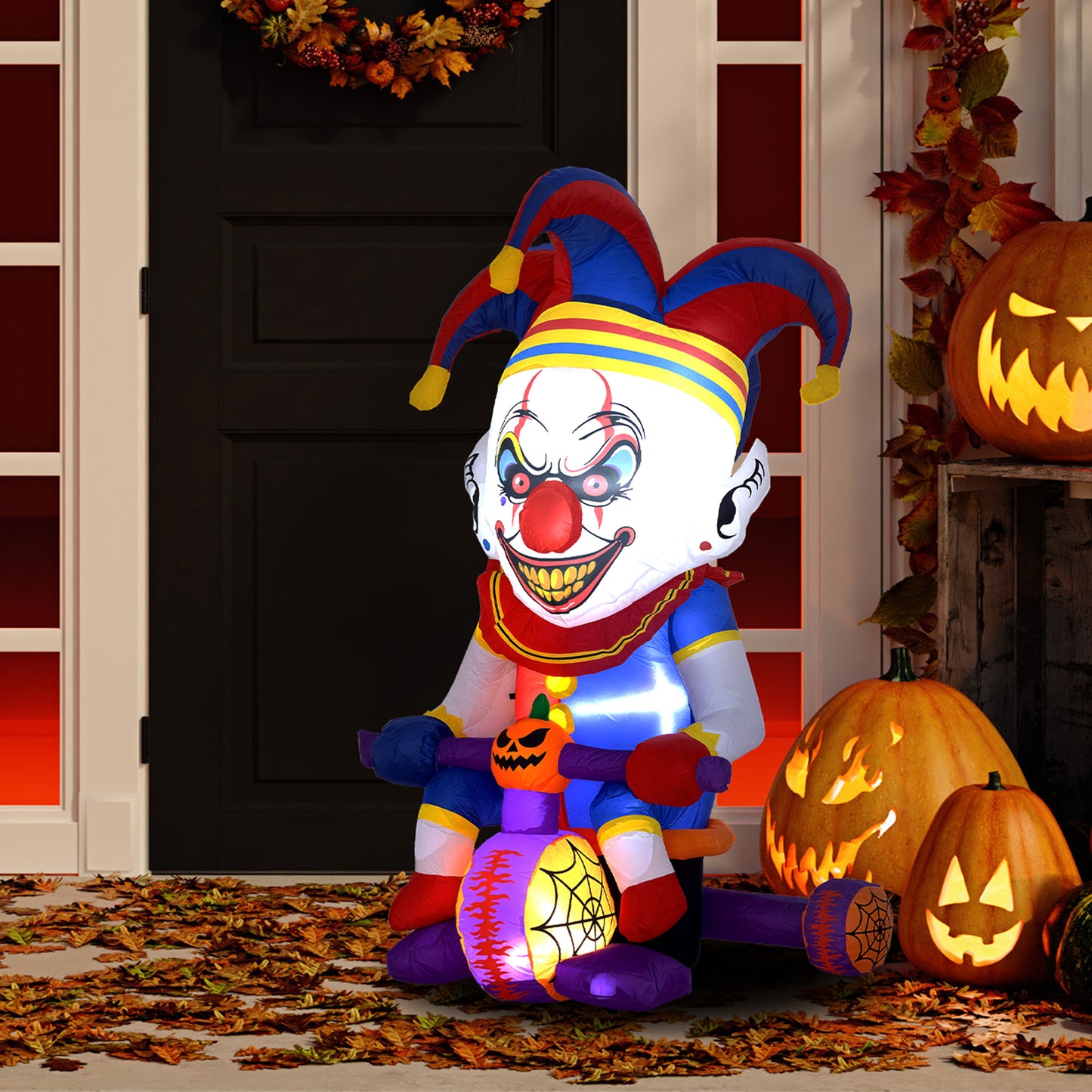 Clown On Tricycle Inflatable Halloween Decoration