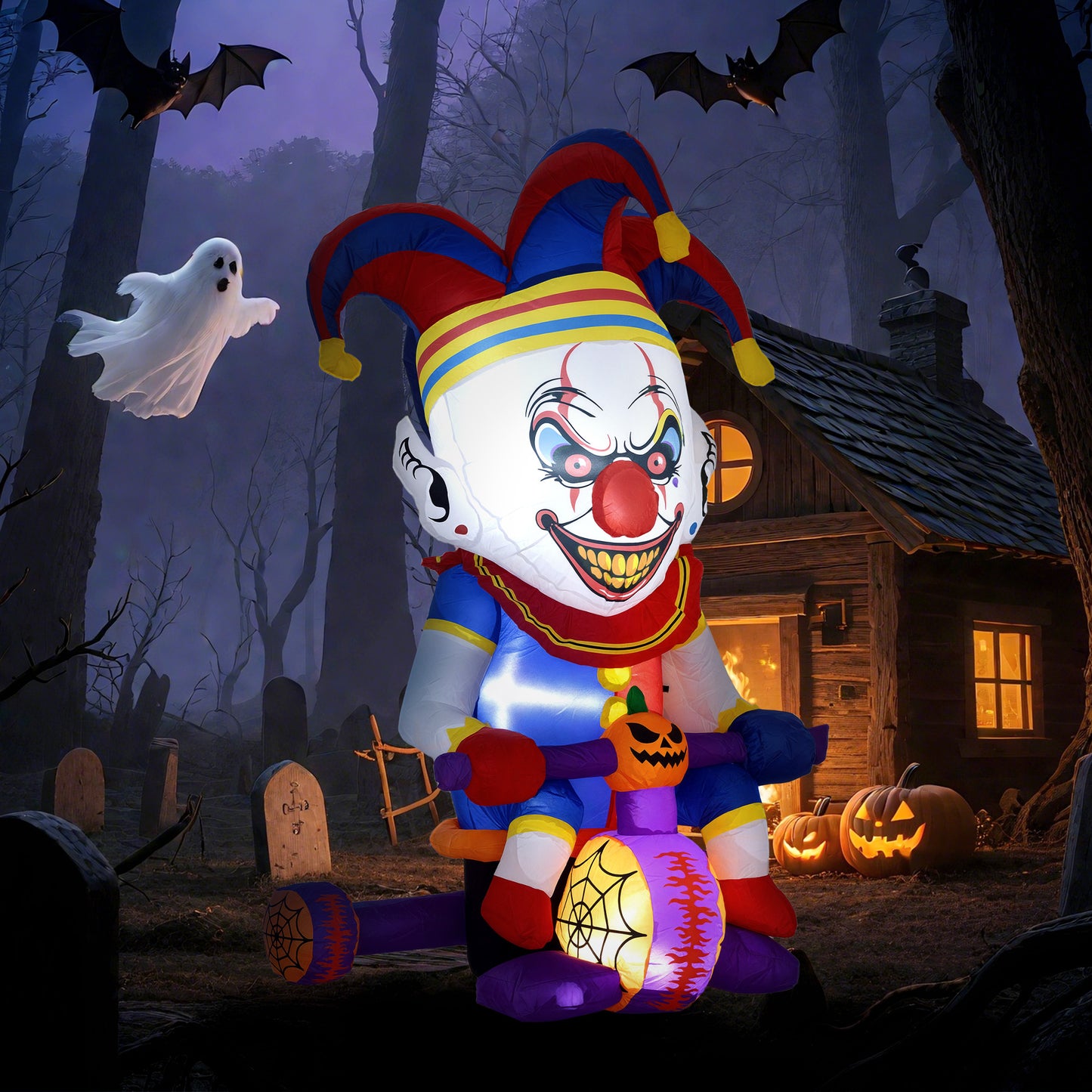 Clown On Tricycle Inflatable Halloween Decoration