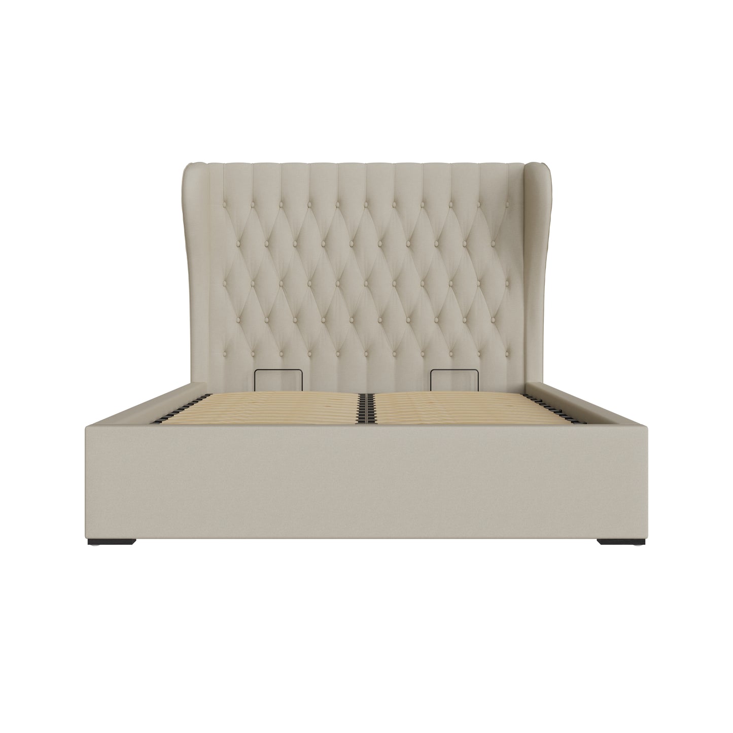 Dakota Double Ottoman Bed Wood & Fabric Natural 6 x 7ft