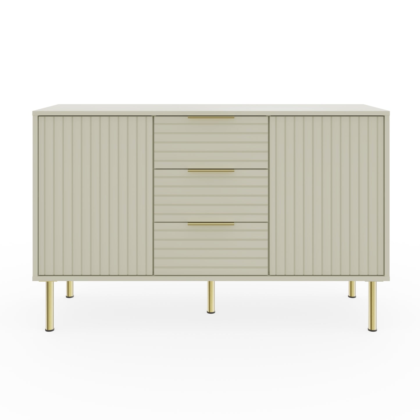 Nervata Large Sideboard White & Gold 2 Doors 4 Shelves 3 Drawers