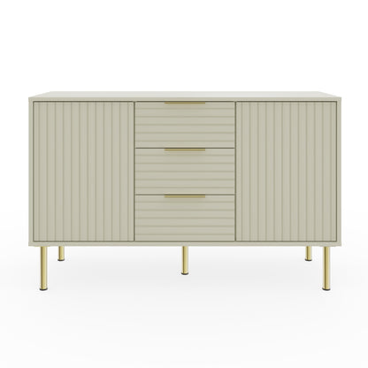 Nervata Large Sideboard White & Gold 2 Doors 4 Shelves 3 Drawers
