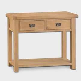 Cotswold Console Table Oak 1 Shelf 2 Drawer