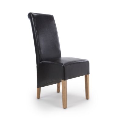 Product photograph of Pair Of Classic Roll Back Dining Chairs Wood Faux Leather Black from QD stores