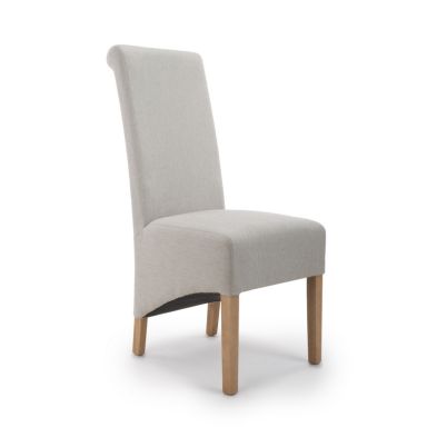 Product photograph of Pair Of Classic Roll Back Dining Chairs Wood Fabric Light Grey from QD stores