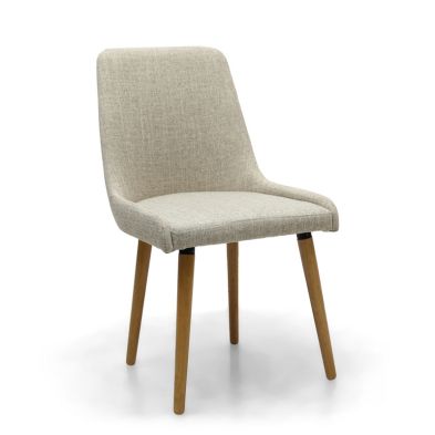 Product photograph of Pair Of Essentials Dining Chairs Wood Fabric Natural Flax Effect from QD stores