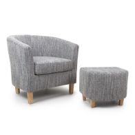 See more information about the Classic Tub Armchair And Stool Set Grey Tweed