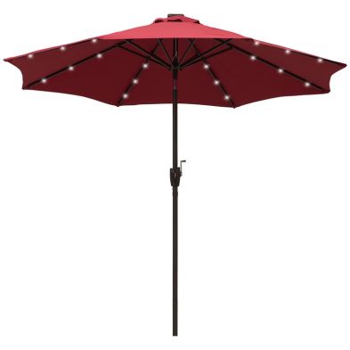 Product photograph of Outsunny Umbrella Parasol 24 Solar Led-wine Red from QD stores