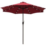 See more information about the Outsunny Umbrella Parasol 24 Solar Led-Wine Red