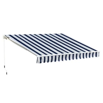 Outsunny Manual Retractable Awning 3x25 M Bluewhite Stripes