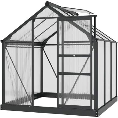 Outsunny Clear Polycarbonate Greenhouse Large Walk In Green House Garden Plants Grow Galvanized Base Aluminium Frame With Slide Door