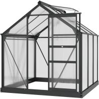 See more information about the Outsunny Clear Polycarbonate Greenhouse Large Walk-In Green House Garden Plants Grow Galvanized Base Aluminium Frame With Slide Door