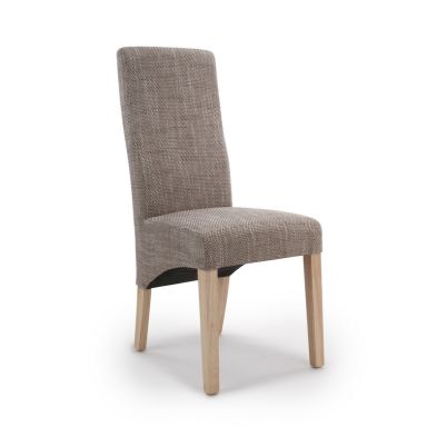 Pair Of Classic Wave Back Dining Chairs Beige Tweed