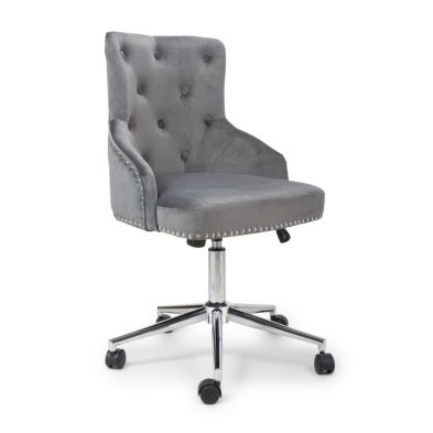 Product photograph of Button Back Bar Stool Adjustable Height - Grey Faux Leather from QD stores