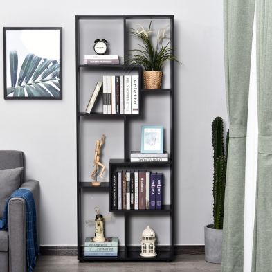 Product photograph of Homcom Eight-section Tall Shelving Unit - Black from QD stores