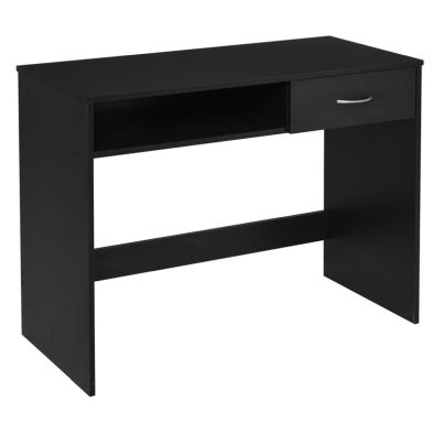 Homcom Compact Computer Desk Study Table With Drawer And Storage Compartment Writing Workstation Black