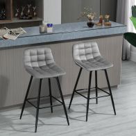 See more information about the Homcom Set Of 2 Bar Stools Velvet-Touch Dining Chairs Kitchen Counter Chairs Fabric Upholstered Seat With Metal Legs