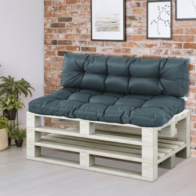 Product photograph of Outsunny 2pcs Garden Tufted Pallet Cushion Seat Pad Back Cushion Patio For Indoor Outdoor Use Dark Grey from QD stores