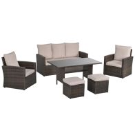 See more information about the Outsunny 6 Pieces Outdoor Pe Rattan Garden Furniture Set With Three-Seat