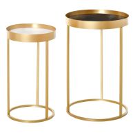 See more information about the Homcom Set Of 2 Nesting Coffee Tables With Gold Metal Base