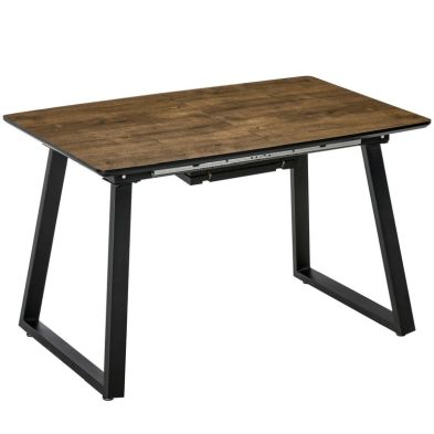 Product photograph of Homcom Extendable Dining Table Rectangular Wood Effect Tabletop For 4-6 People With Steel Frame Hidden Leaves For Kitchen from QD stores