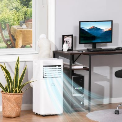 A Rated 7,000 BTU Portable Air Conditioner With Remote and 24 Hour Timer by Homcom from QD Stores