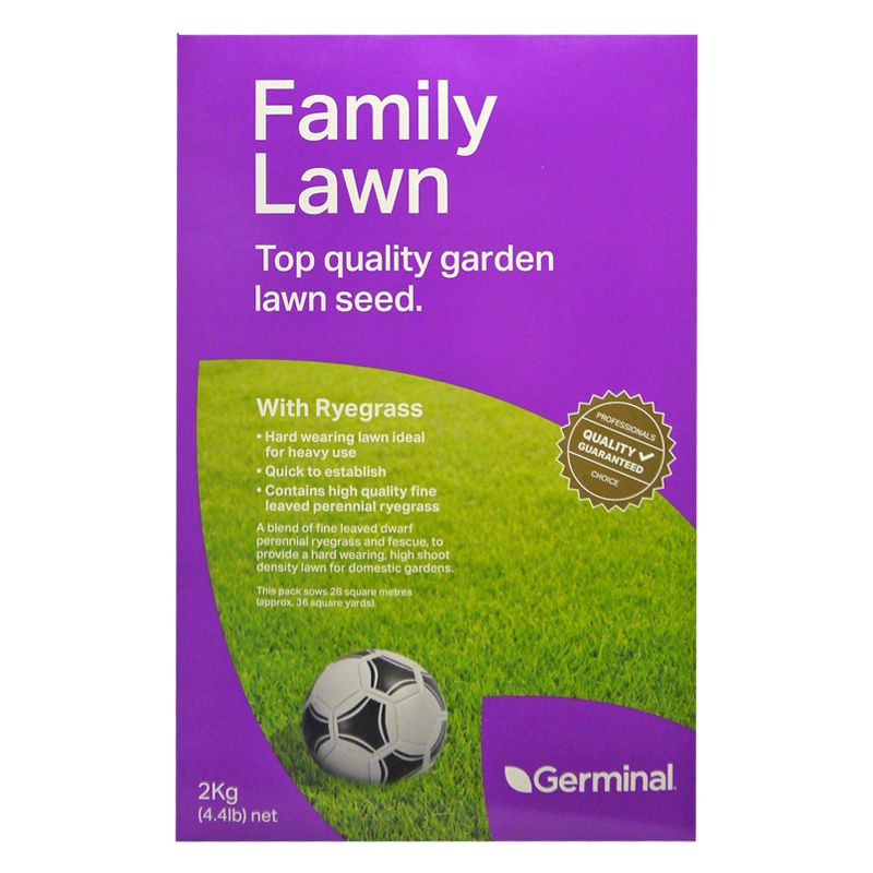 2kg Family Lawn Seed With Ryegrass  56 Square Metres Coverage